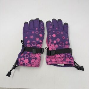 Girl's Purple Pink Snowflake 3M Thinsulate Insulated‎ Ski Gloves Size 7-16